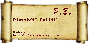 Platzkó Balló névjegykártya